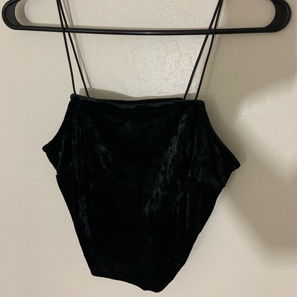Velvet Spaghetti Strap Crop Top - Picture 2 of 3